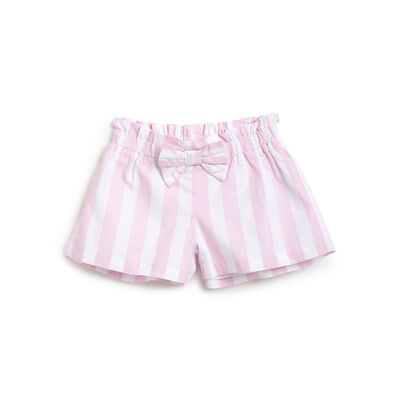 Girls White and Pink Striped Short Trousers